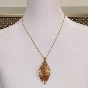 24k Gold Leaf Pendant and Brass Chain Necklace